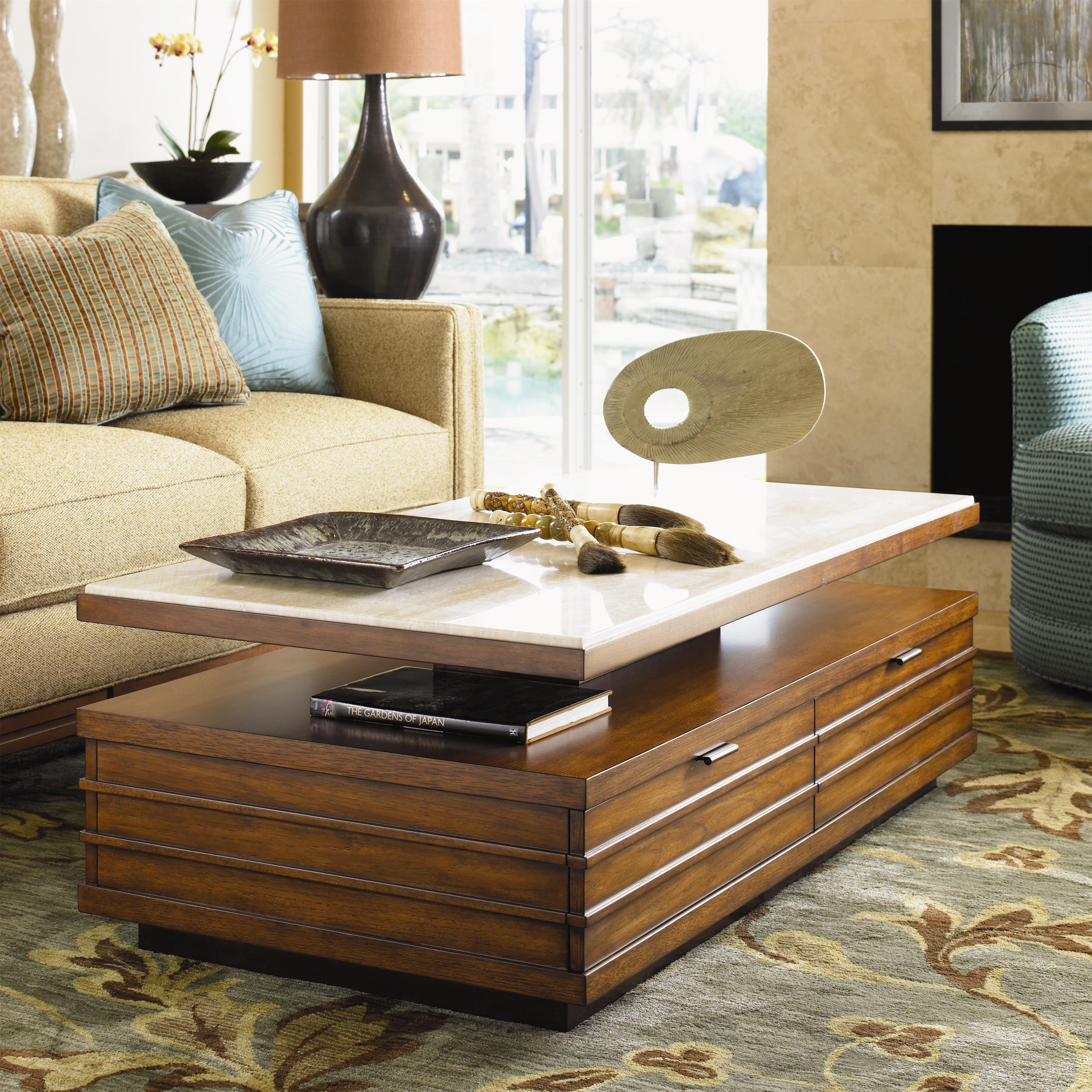 Tommy Bahama Home Ocean Club 536953C Stone Top Solstice Cocktail Table